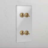 4G Vertical Two Way Toggle Switch - Clear Antique Brass 