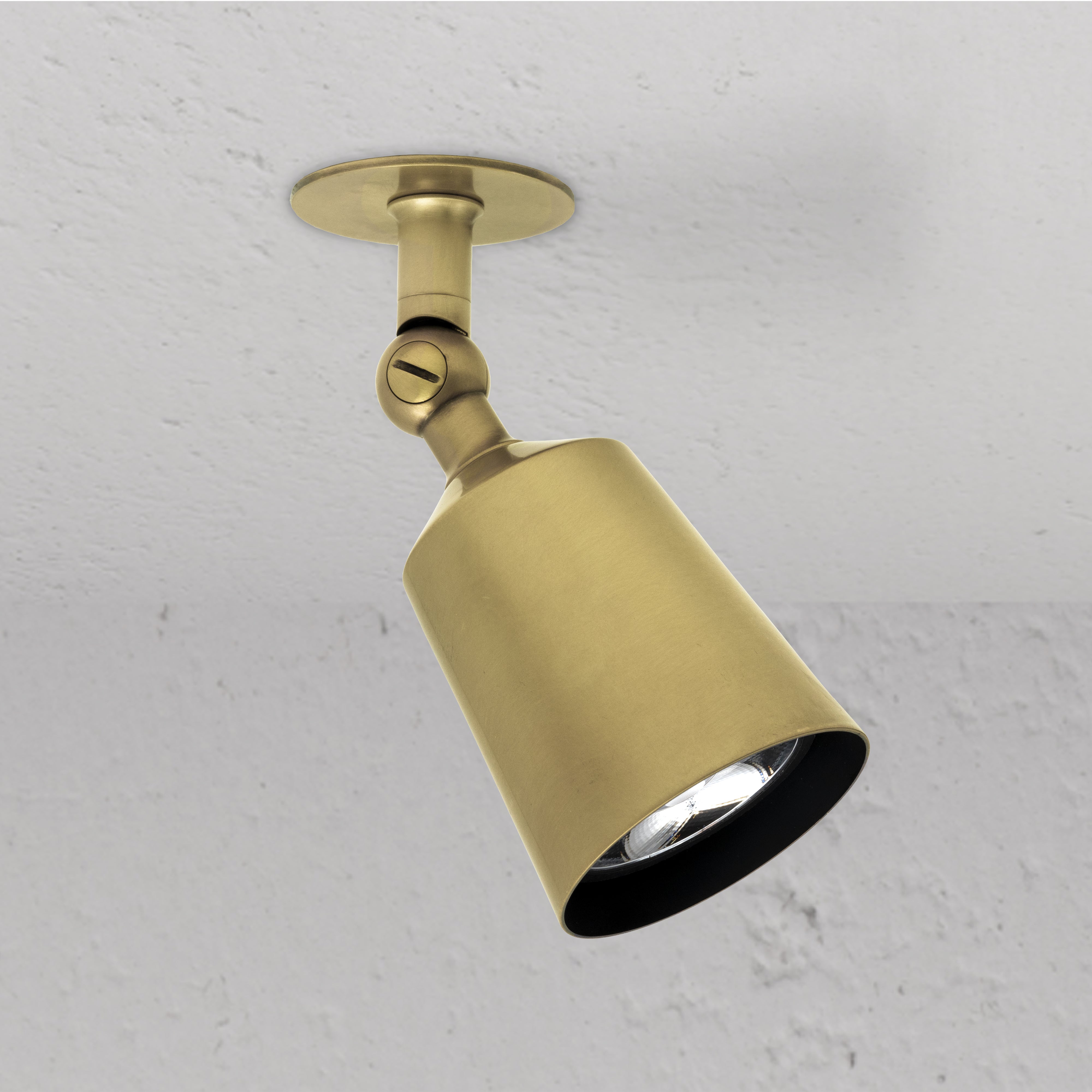 Antique Brass Designer Perryn Single Spotlight On White Background