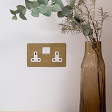 Double Socket UK - Antique Brass White