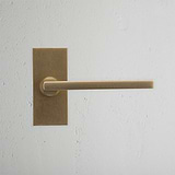 Clayton Short Plate Sprung Door Handle - Antique Brass
