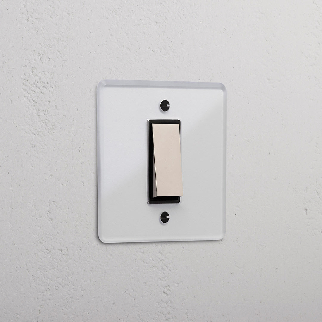 1G Two Way Rocker Switch - Clear Polished Nickel Black