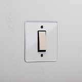 1G Two Way Rocker Switch - Clear Polished Nickel Black