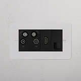 TV Aerial + HDMI + CAT6 Socket - Paintable Black