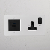 Single Socket + USB A+C Fast Charge - Paintable Black