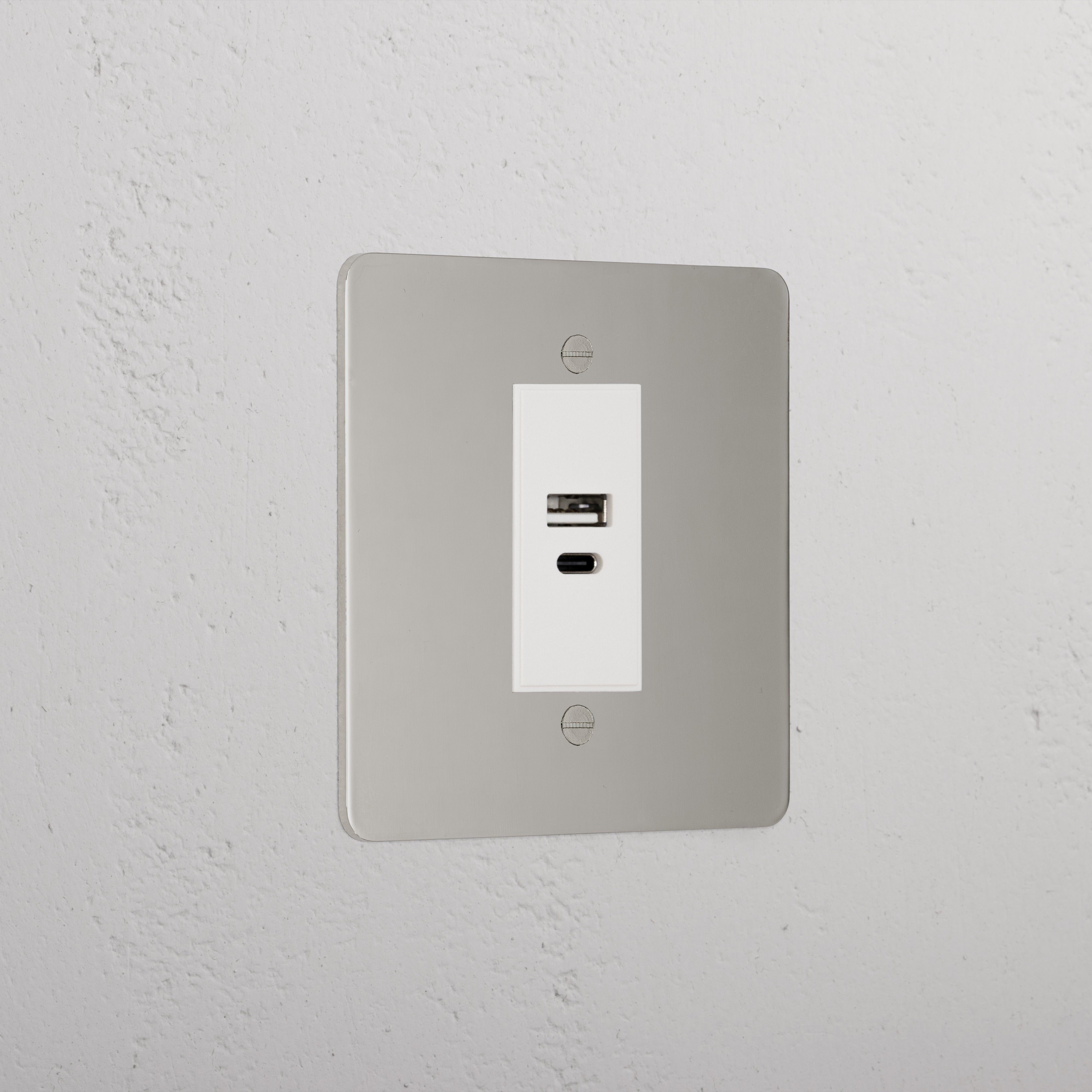 Luxury Polished Nickel Usb A+C Socket White