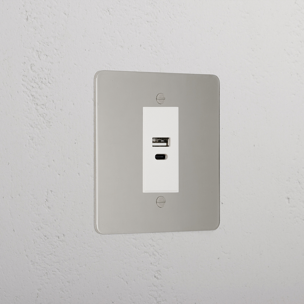 Luxury Polished Nickel Usb A+C Socket White