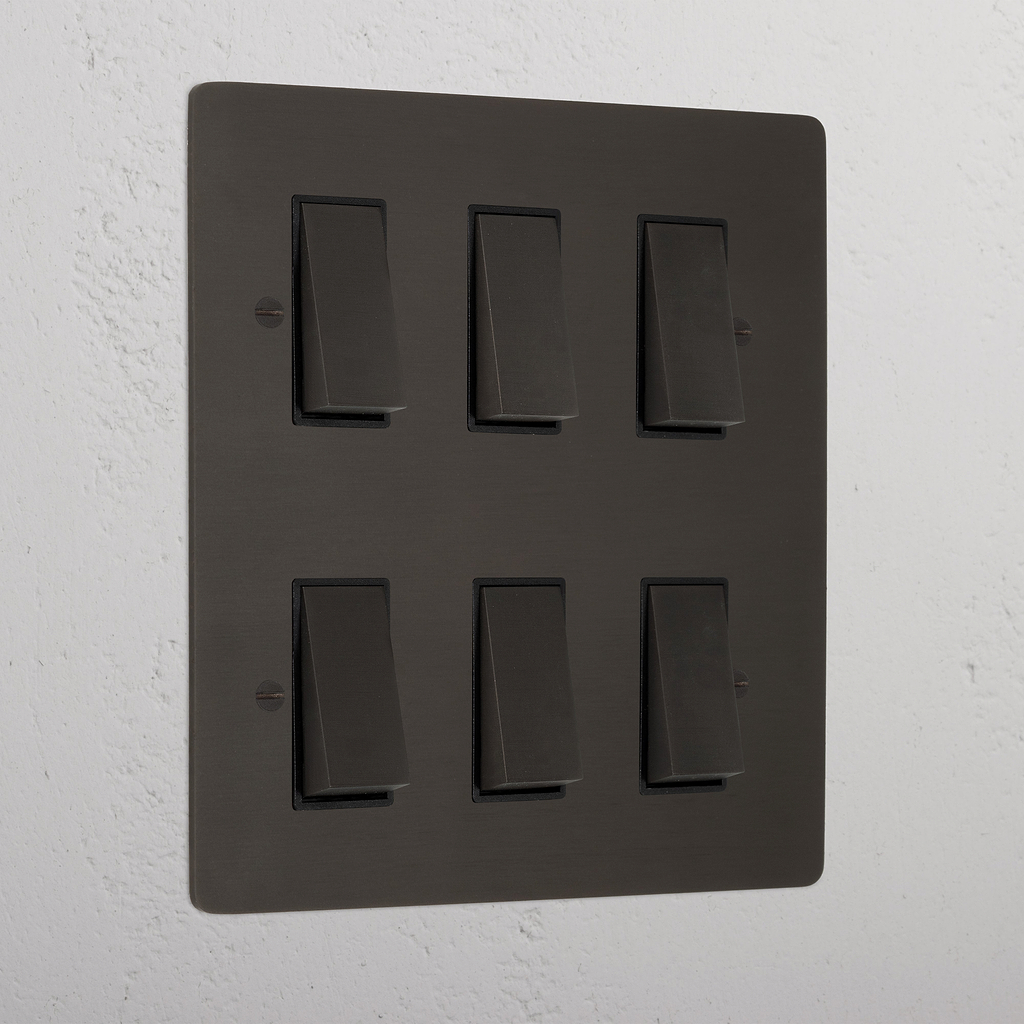 6G Two Way Rocker Switch - Bronze Black