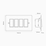 4G Two Way Rocker Switch - Clear Polished Nickel Black