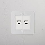 2x USB A+C Socket - Paintable White