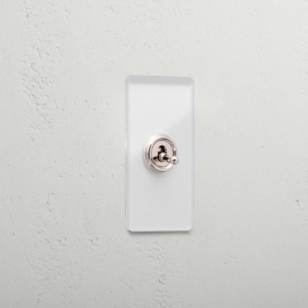 Designer Clear Polished Nickel 1 Gang 2 Way Architrave Toggle Light Switch