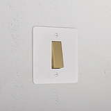 1G Two Way Rocker Switch _ Paintable Antique Brass White