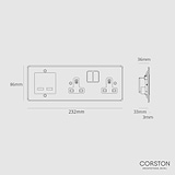 Double Socket + USB A+C Fast Charge - Clear Black