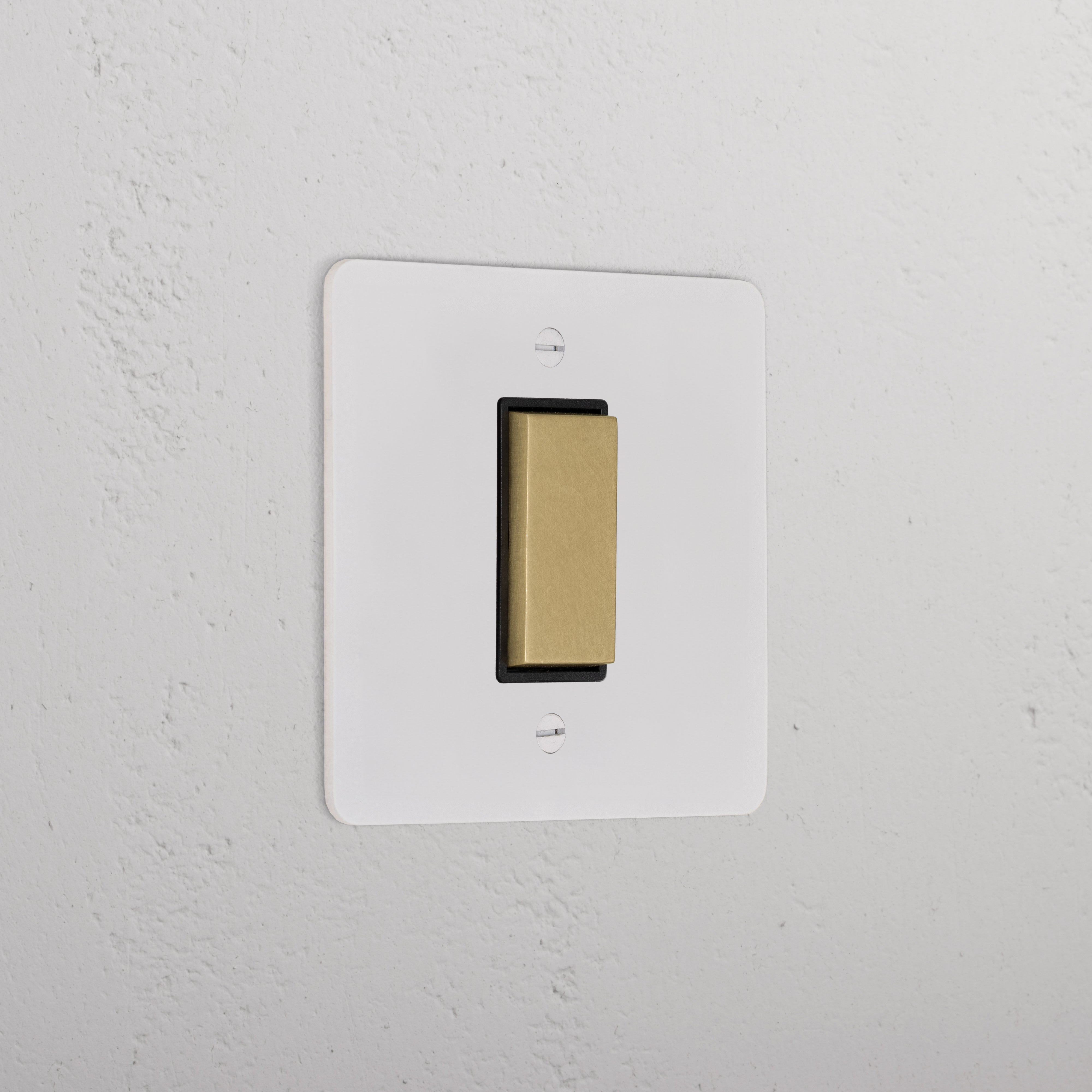 1G Centre Retractive Rocker Switch _ Paintable Antique Brass Black