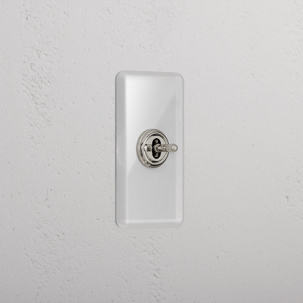1G Architrave Centre Retractive Toggle Switch - Clear Polished Nickel