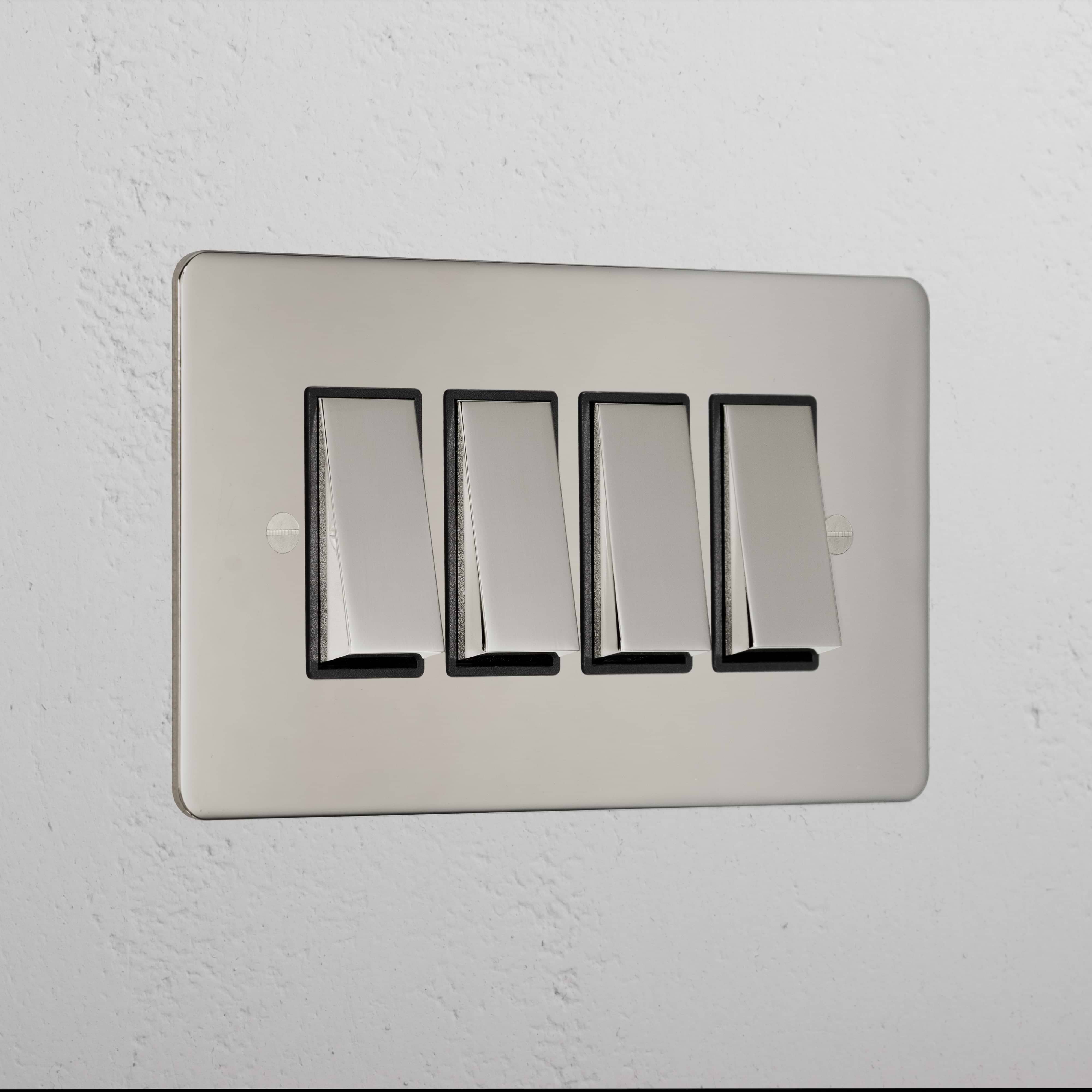 4G Two Way Rocker Switch - Polished Nickel Black