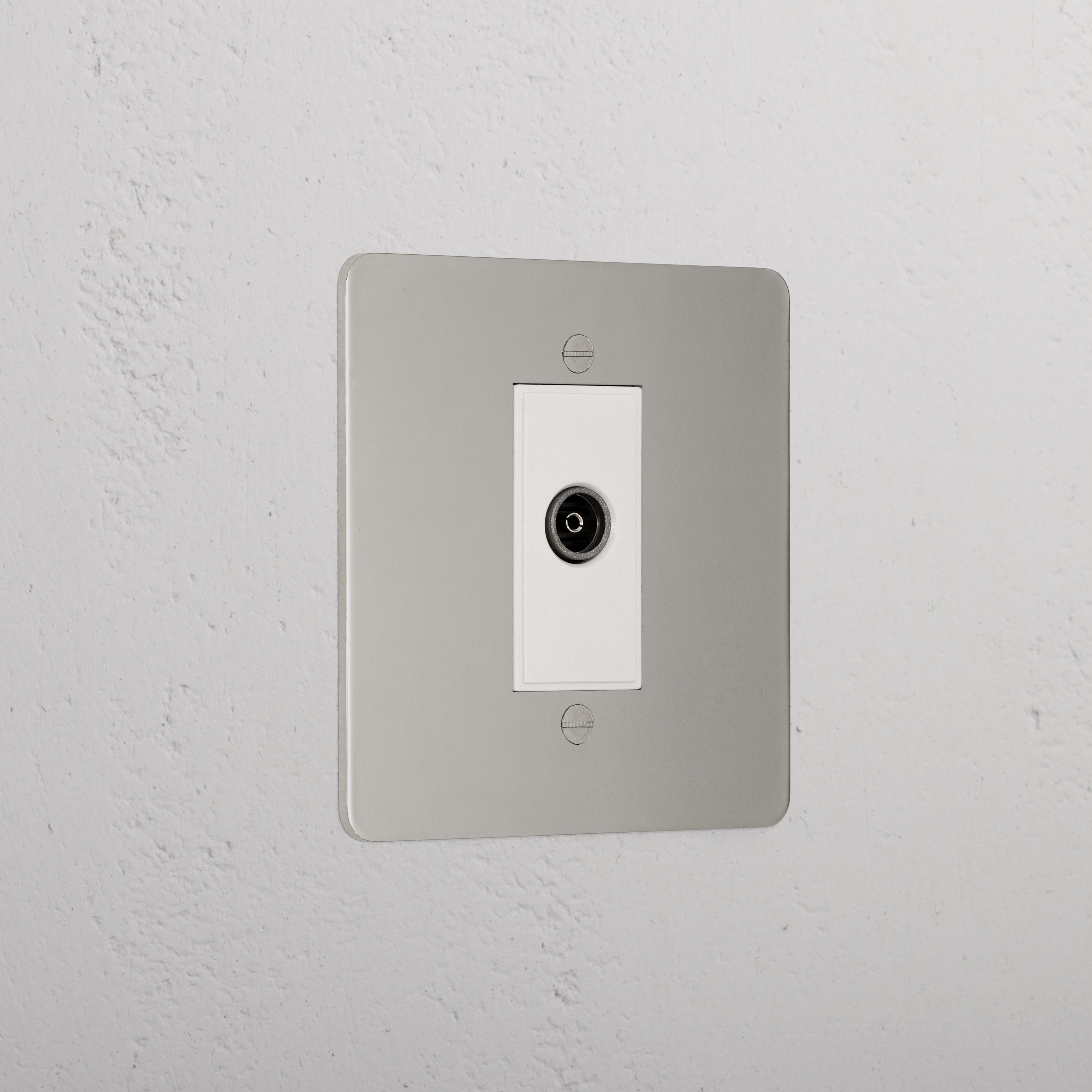 Premium Polished Nickel Tv Outlet Socket White