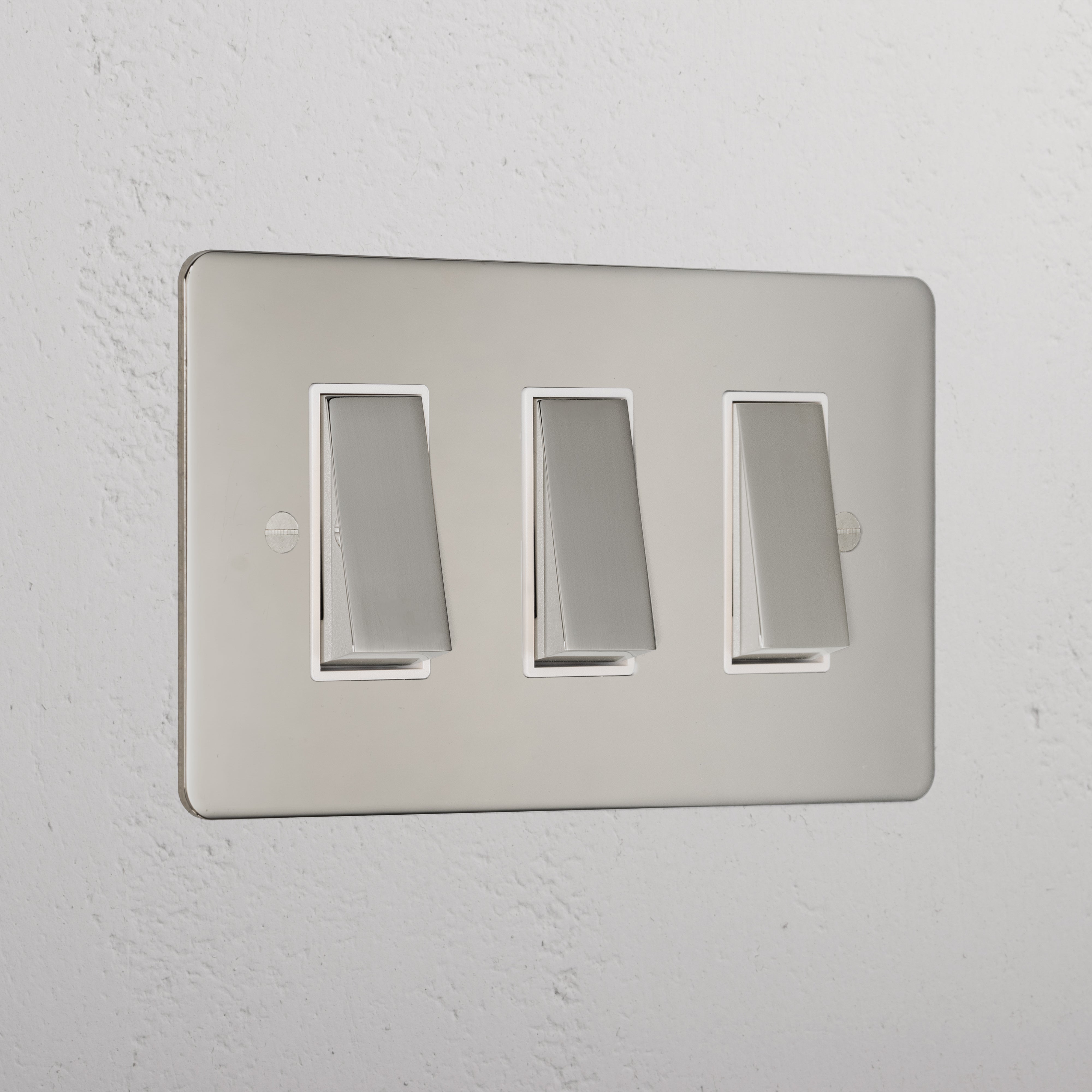 3G Two Way Rocker Switch - Polished Nickel White