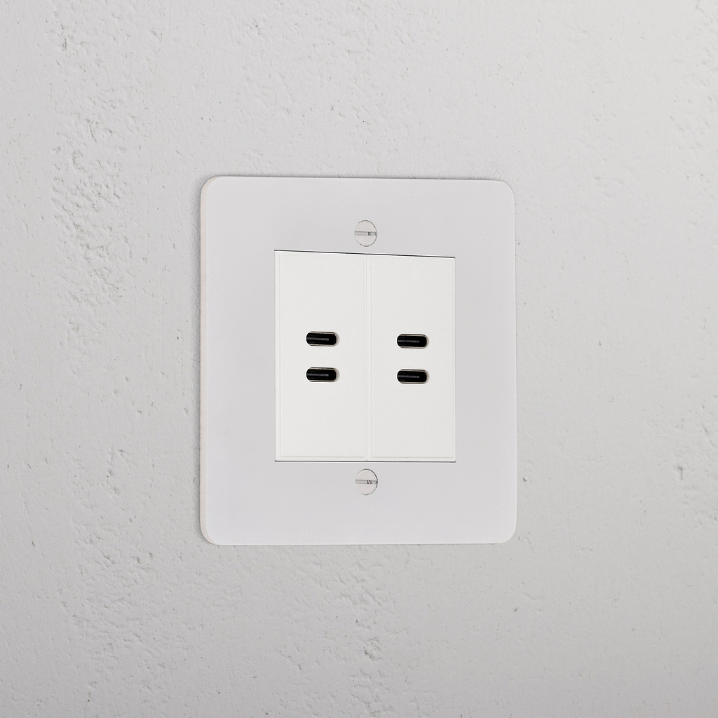 2x USB C+C Socket _ Paintable White