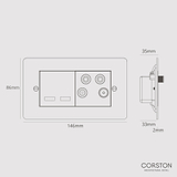 USB A+C + TV Aerial Socket - Polished Nickel Black
