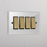 4G Two Way Rocker Switch - Clear Antique Brass Black