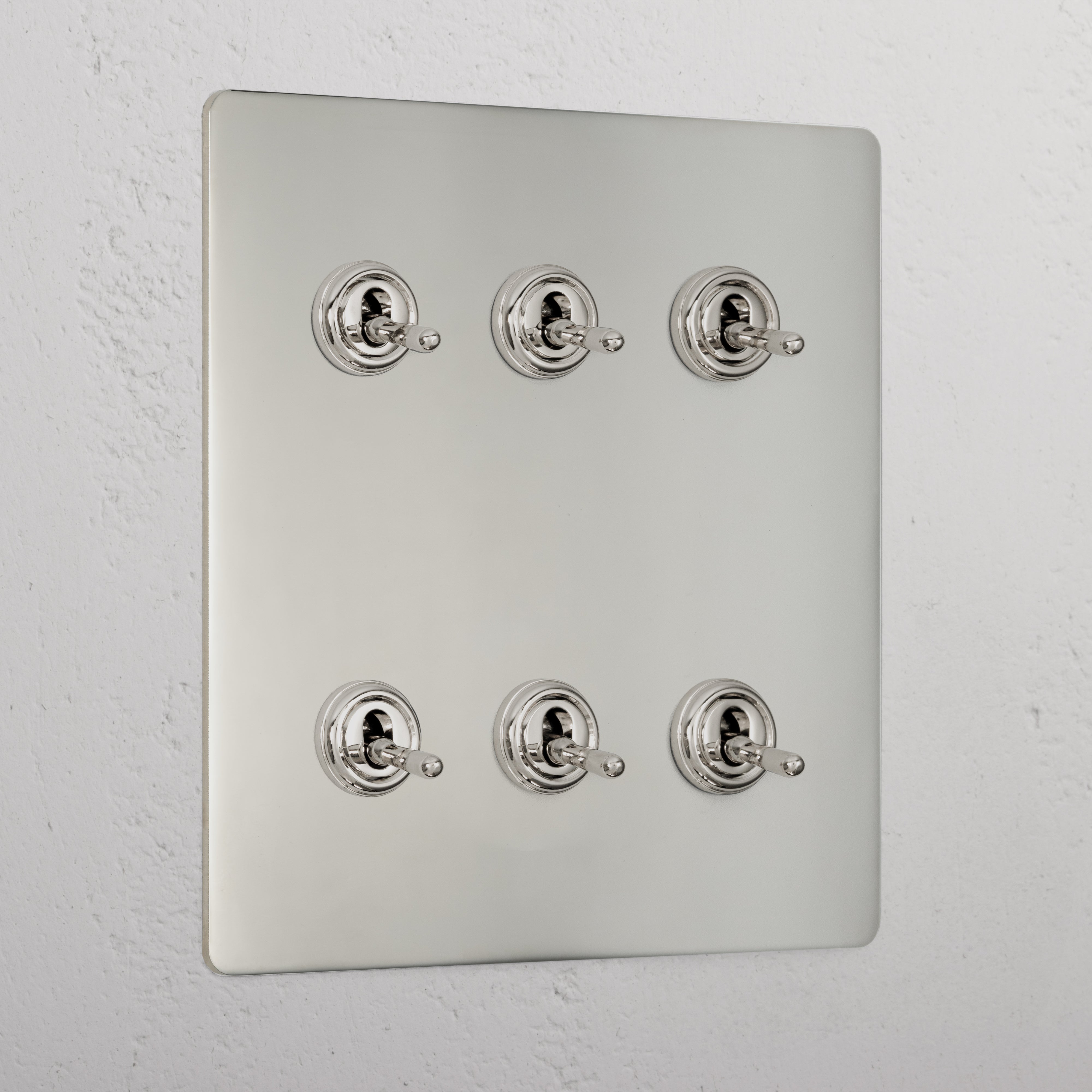 Luxury Polished Nickel 6 Gang 2 Way Toggle Light Switch