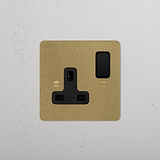 Single Socket UK - Antique Brass Black