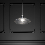 Brookfield Large Pendant Light Fluted Glass - Polished Nickel