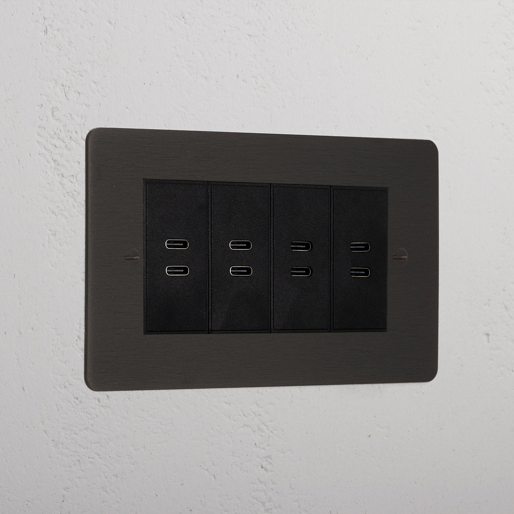 Bronze Premium 8x Usb-C Ports Socket Black