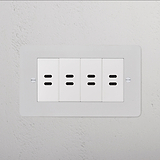 8x USB-C Ports Socket - Paintable White