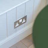 Double Socket UK - Polished Nickel White