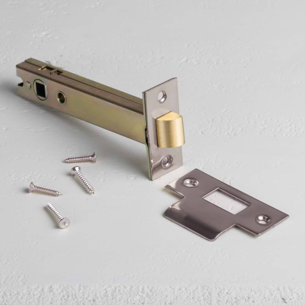 Polished Nickel Strong Latch 100mm On White Background