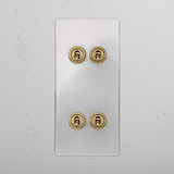 4G Vertical Two Way Toggle Switch - Clear Antique Brass