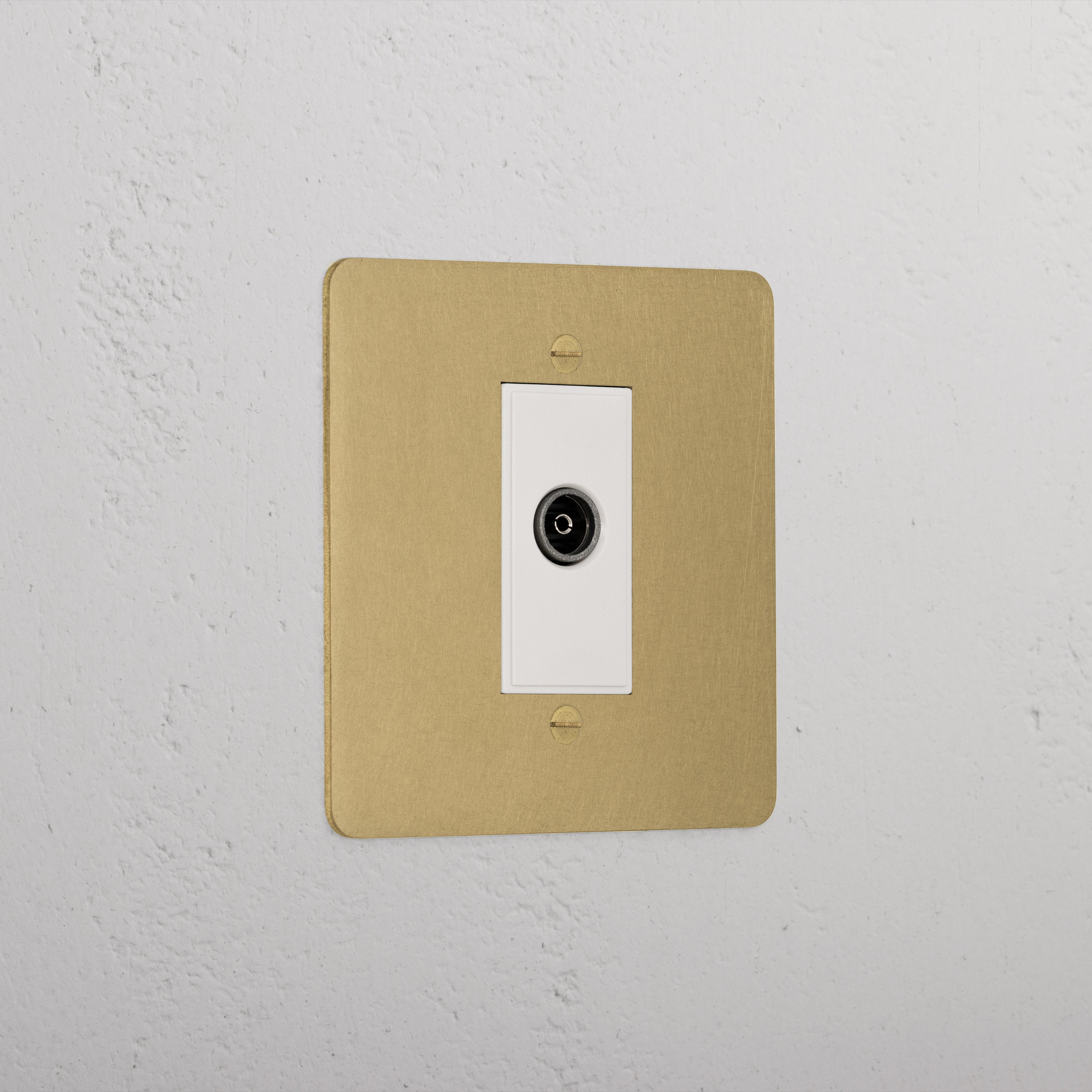 Premium Antique Brass Tv Outlet Socket White