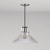 Hammersmith Medium Pendant Light Fluted Glass - Polished Nickel