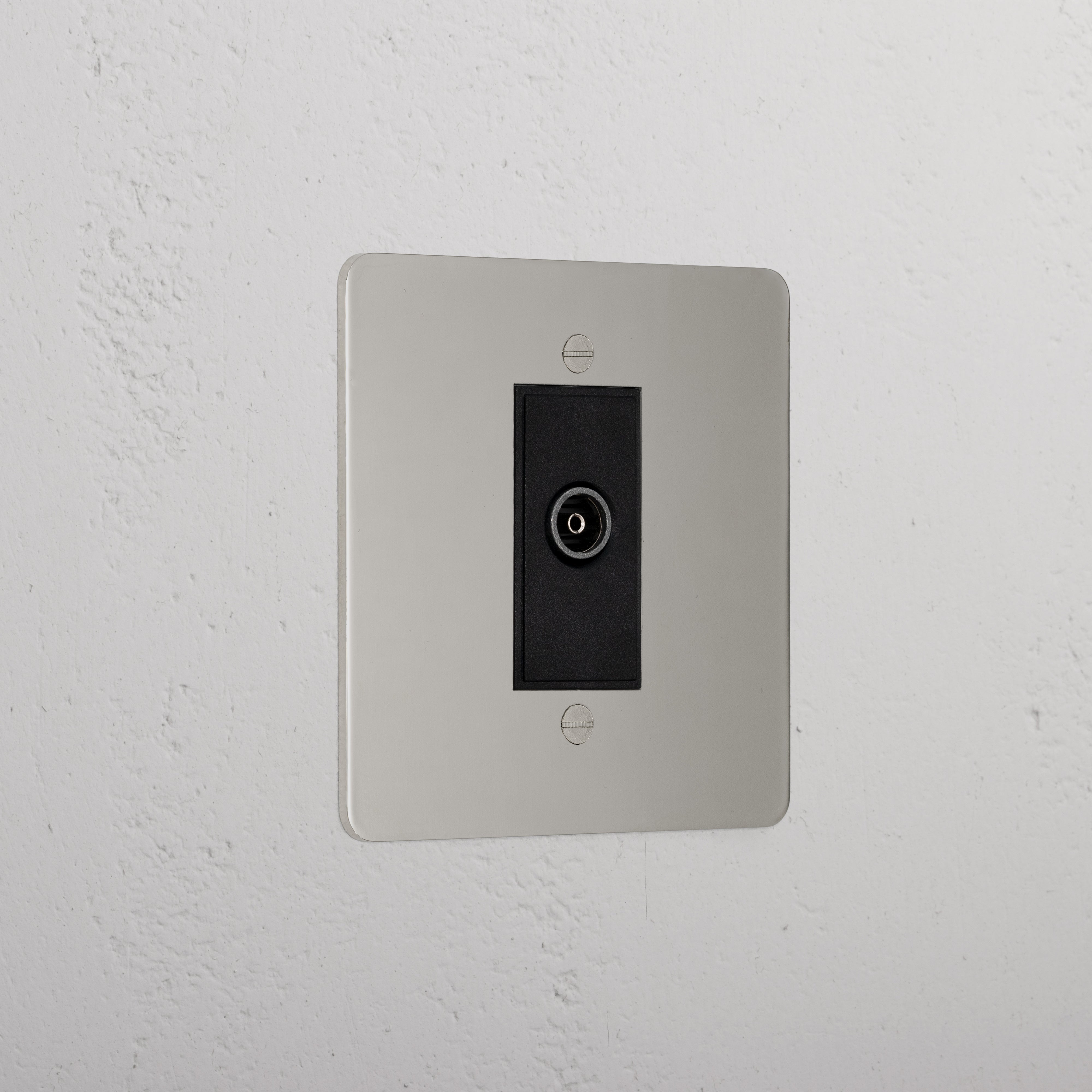 Designer Polished Nickel Tv Outlet Socket Black