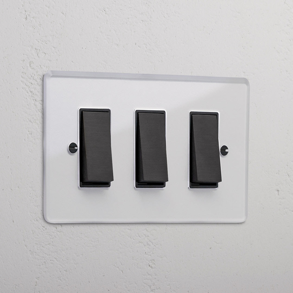 3G Two Way Rocker Switch - Clear Bronze Black