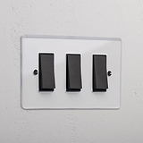 3G Two Way Rocker Switch - Clear Bronze Black