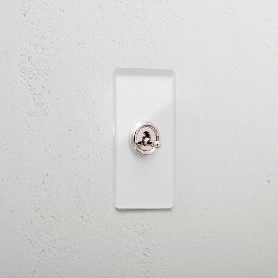 Designer Clear Polished Nickel 1 Gang 2 Way Architrave Toggle Light Switch