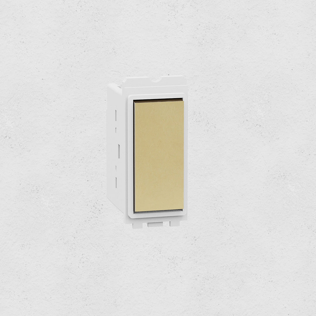 Centre Retractive Rocker Switch - Antique Brass White