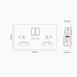 Double Socket with USB-C Fast Charge - Bronze Black