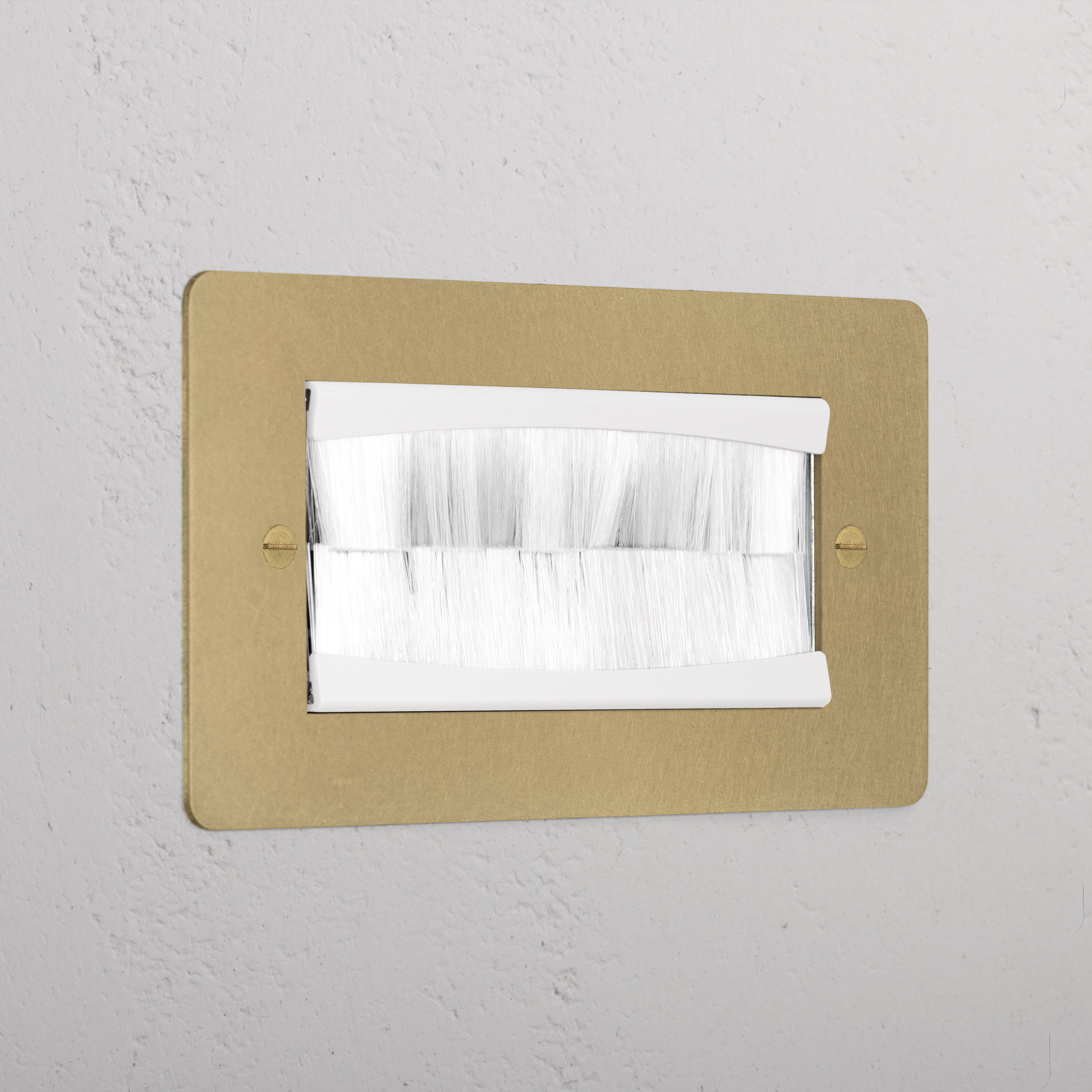 Designer Antique Brass Double Module Brush Plate White