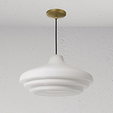 Brookfield Large Pendant Light Opal Glass - Antique Brass