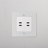 2x USB C+C Socket - Paintable White