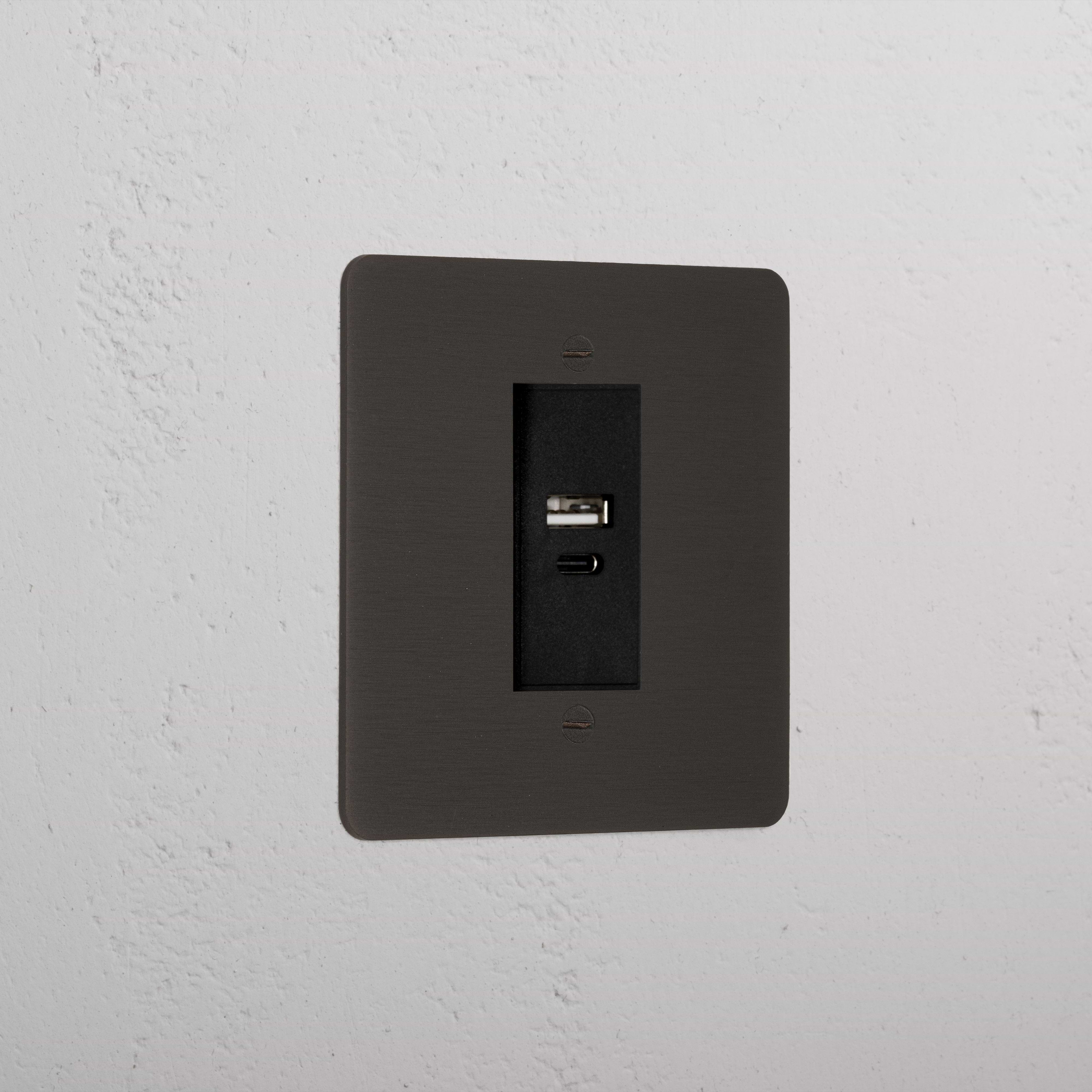 Bronze Designer Usb A+C Socket Black