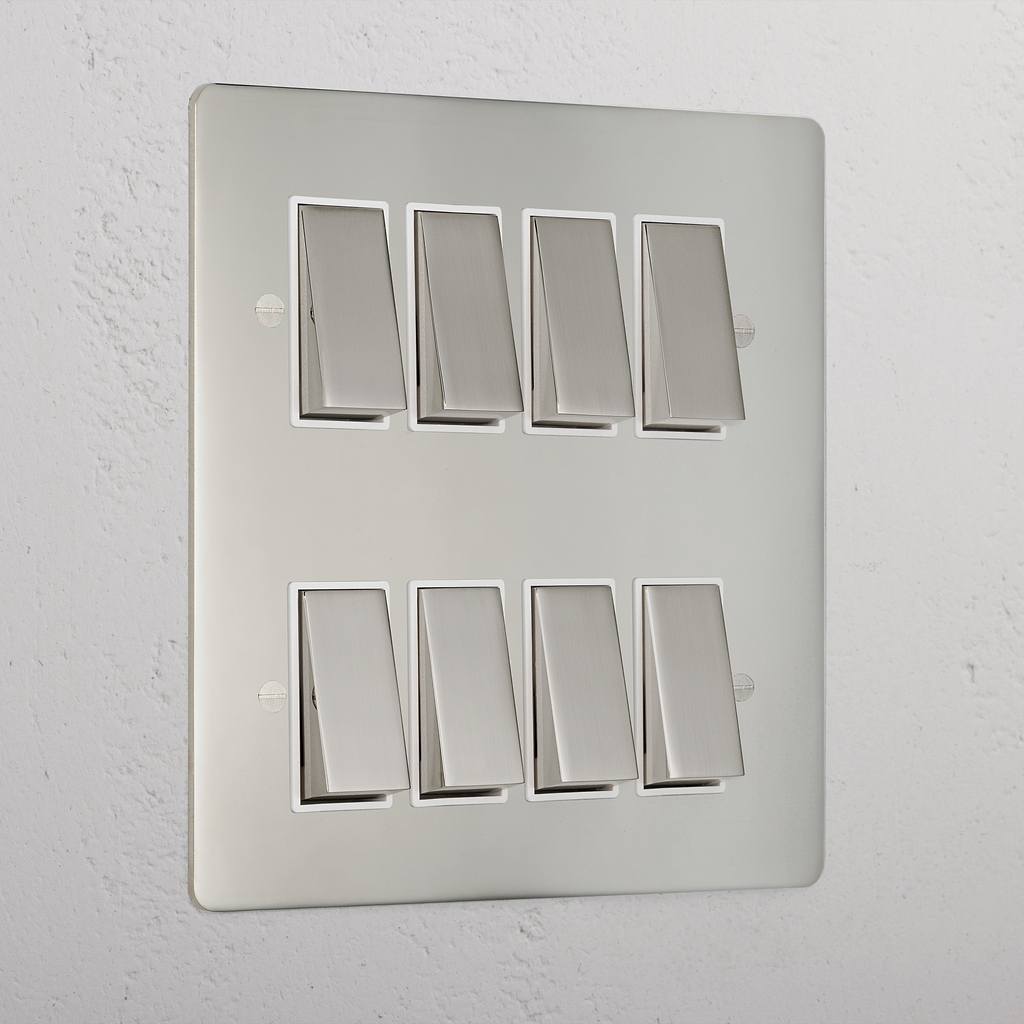 8G Two Way Rocker Switch - Polished Nickel White
