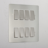 8G Two Way Rocker Switch - Polished Nickel White