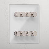 Luxury Clear Polished Nickel 8 Gang 2 Way Dimmer Switch