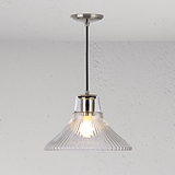 Hammersmith Medium Pendant Light Fluted Glass - Polished Nickel
