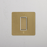 1G Centre Retractive Rocker Switch - Antique Brass White