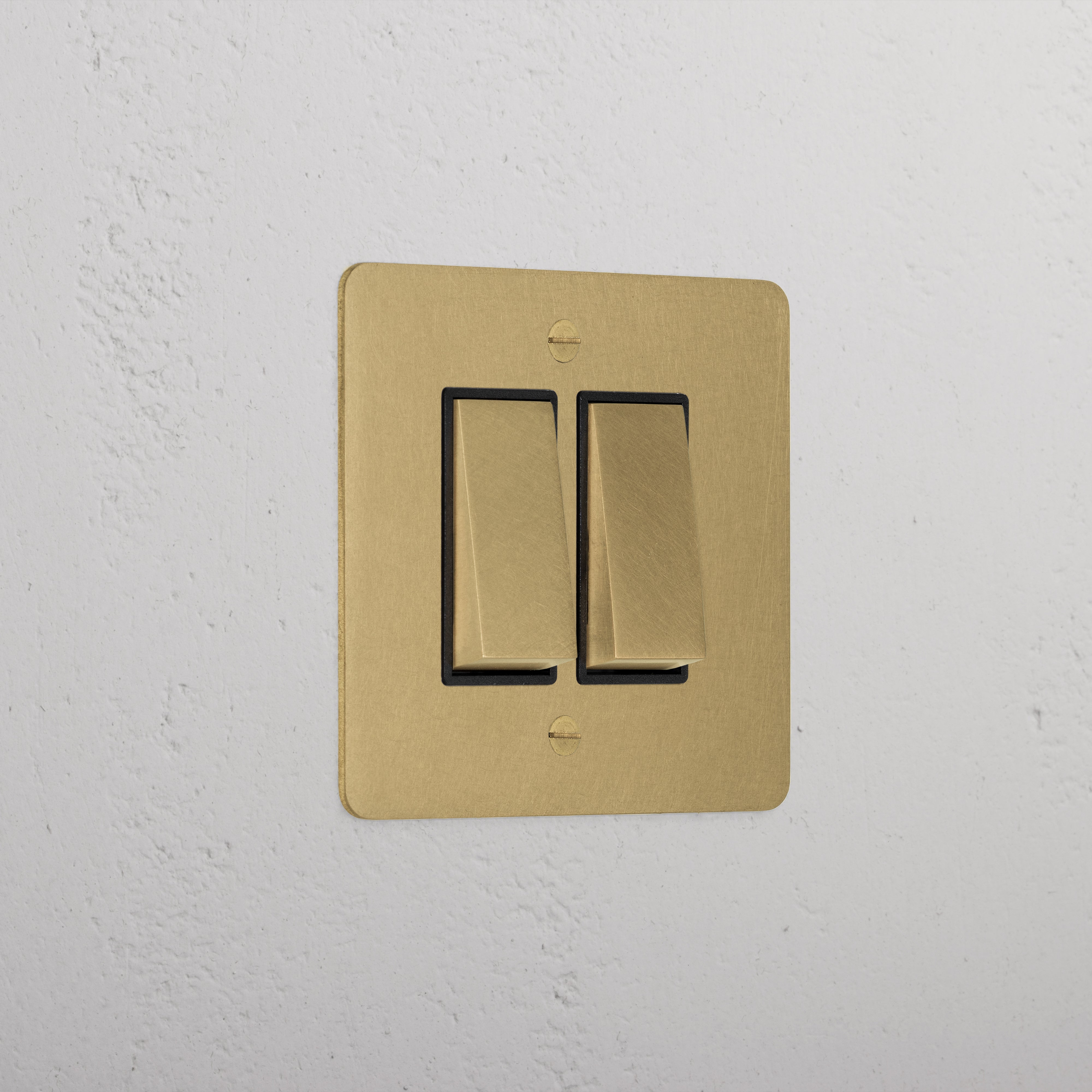 2G Two Way Rocker Switch - Antique Brass Black